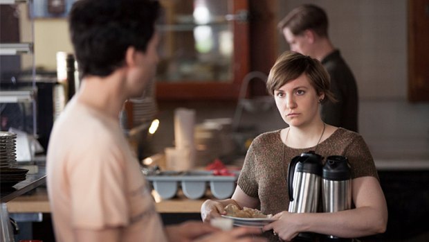 <i>Girls</i> season 3  ... Lena Dunham as Hannah, with her short hair after hacking it off in season two.