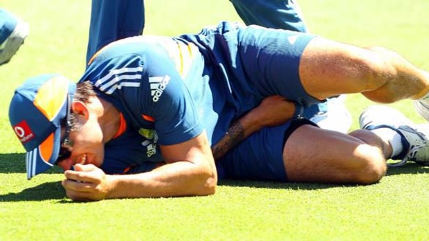 Mitchell Johnson suffered a painful blow at training yesterday but  is almost certain to be back in the team and fit for the third Ashes Test beginning at the WACA Ground on Thursday.