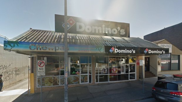 Domino's Pizza in Wentworthville, where a worker was shot on Sunday. 