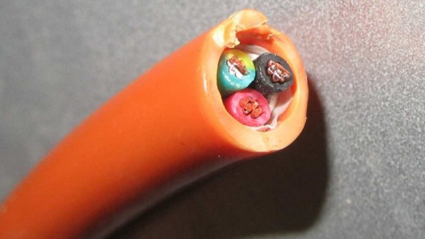 The three core end view of the cable orange round cable which has been recalled.