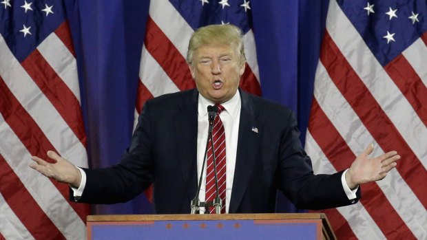 Republican presidential candidate Donald Trump at campaign rally in Michigan.