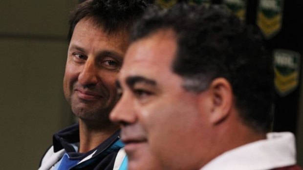 Friends and foes: Laurie Daley and Mal Meninga are returning to Canberra for the reunion of the 1994 grand final win after Origin II.