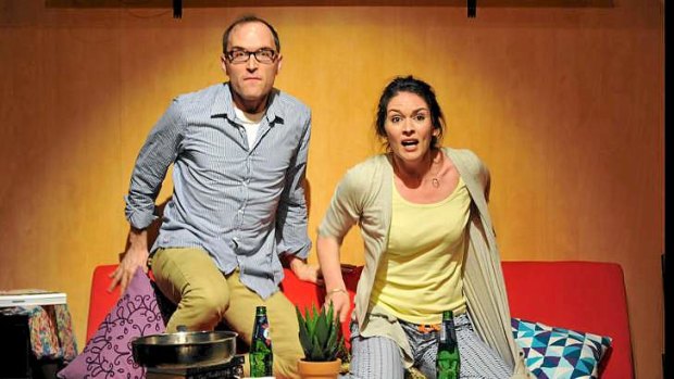 Ryan Gibson and Rosie Lockhart in Red Stitch Actors Theatre's <i>Straight</i>.