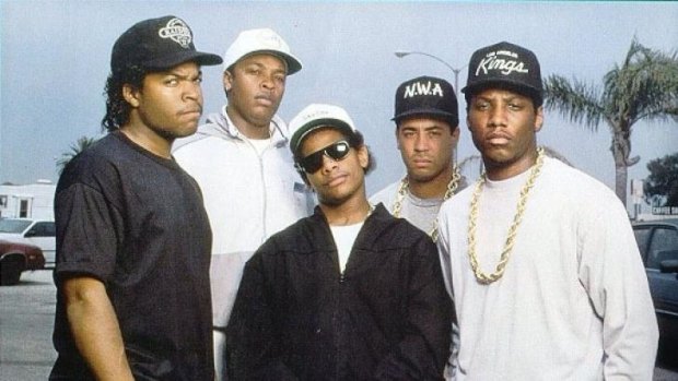 American hip-hop artists NWA, the subject of teh band biopic <i>Straight Outta Compton</i>. 