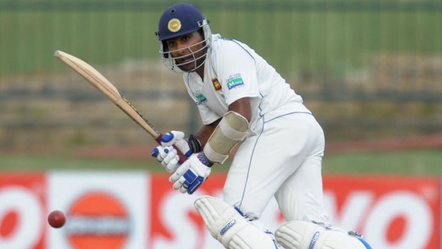 Under fire ... Sri Lankan cricketer Mahela Jayawardene plays a shot  during the second Test against Australia.
