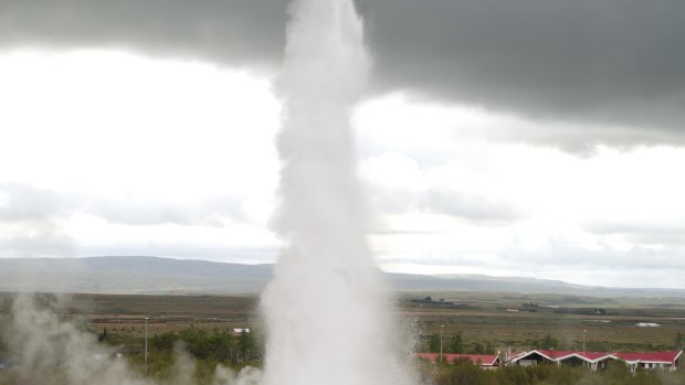There she blows: Strokkur is thought to be the world's most reliable geyser, erupting every five minutes or so.