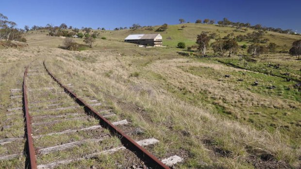 The old Bombala Railway line passes the derelict MacLaughlin meat works.