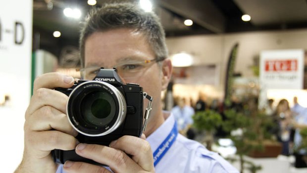 Testing the Olympus OM-d  camera at the Digital Show in Melbourne.