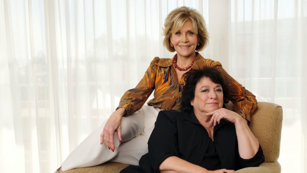 Jane Fonda (back) and Susan Lacy, the director of the documentary <i>Jane Fonda in Five Acts</I>. 