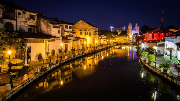 The Malacca River at night.

