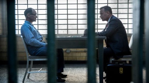 Mark Rylance, left, and Tom Hanks  juxtapose their considerable acting talents against one another in a teasing game of opposites attract in <I>Bridge of Spies</i>.