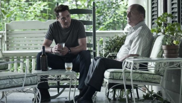 Estranged: Robert Downey jnr (left) with Robert Duvall as his father, the judge. 