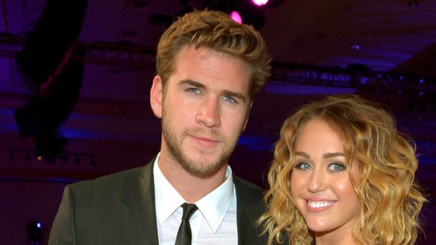 Engaged ... Miley Cyrus and Liam Hemsworth.