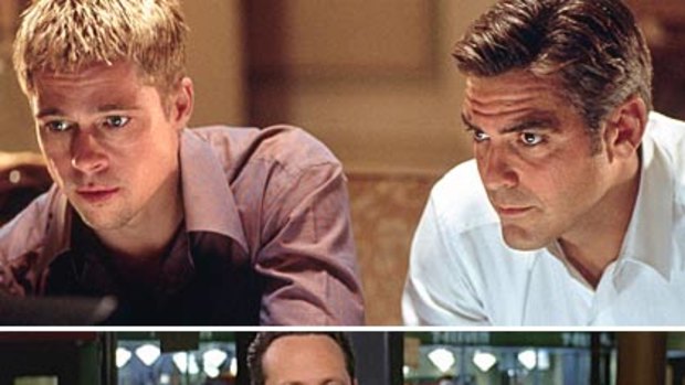 Hot and not ... Brad Pitt and George Clooney in Ocean's Eleven; bottom: Vince Vaughn and Kevin James in The Dilemma.