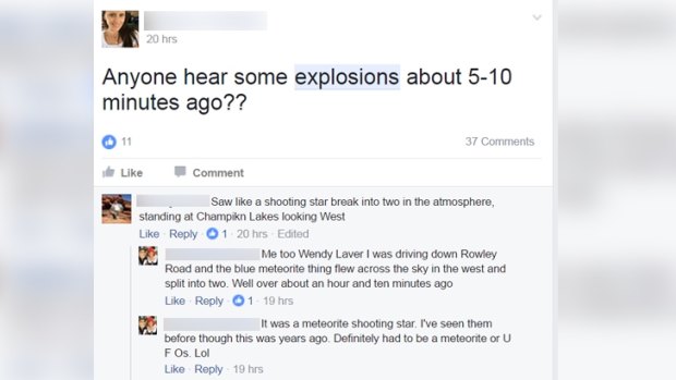 There was widespread social media reports about the meteor shower.