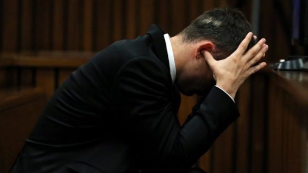 Oscar Pistorius during testimony by pathologist for the defence, Jan Botha.