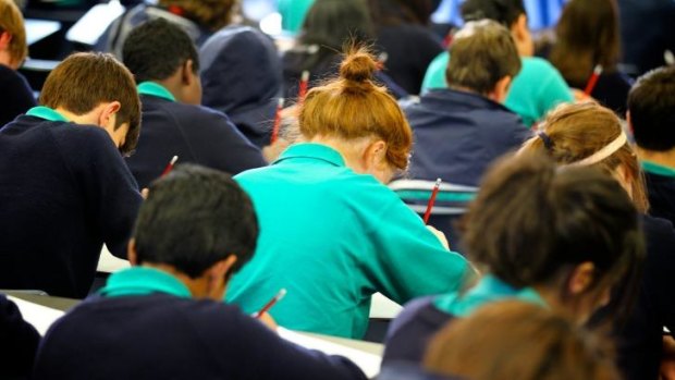 Pens down: students sit the NAPLAN test. 