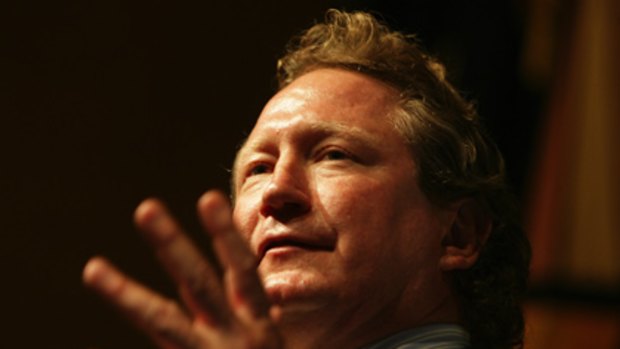 Falling fortune ... Andrew Forrest's wealth has plummeted in the past year.
