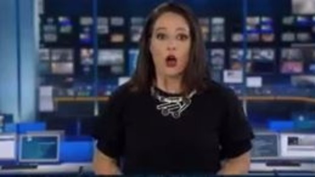 The moment newsreader Natasha Exelby realised she was on-air.
