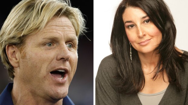 'Throwaway line' ... Dermott Brereton and <i>Age</i> columnist Suzanne Carbone.