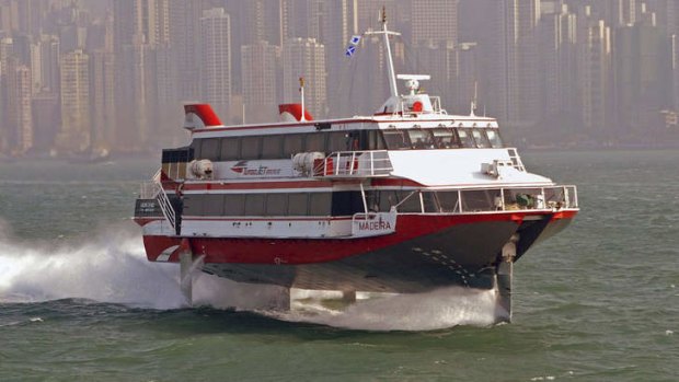 A TurboJet ferry enroute from Macau to Hong Kong.