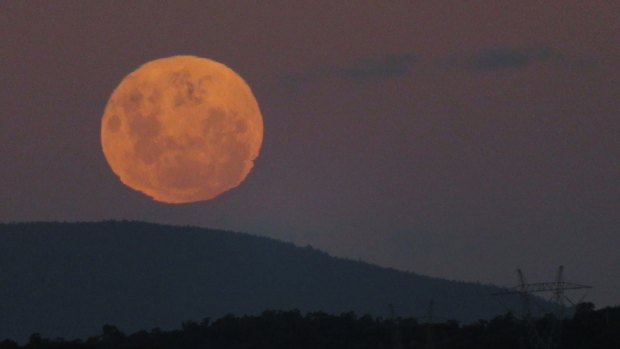 The super moon over Victoria's eastern ranges.