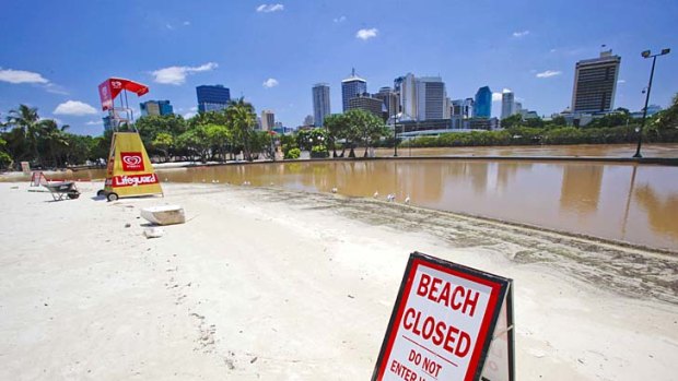The beach at South Bank immediately after the Brisbane floods.