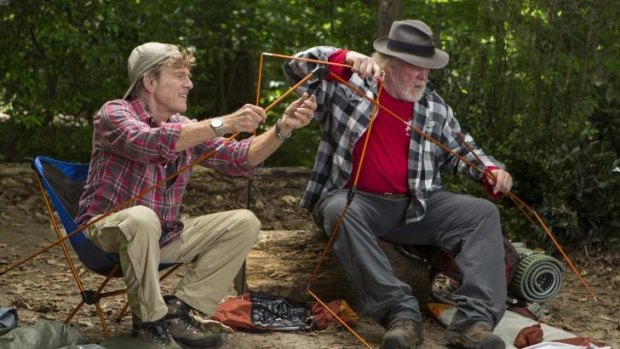 Robert Redford plays author Bill Bryson and Nick Nolte is his supremely unfit walking companion in <i>A Walk in the Woods</i>.