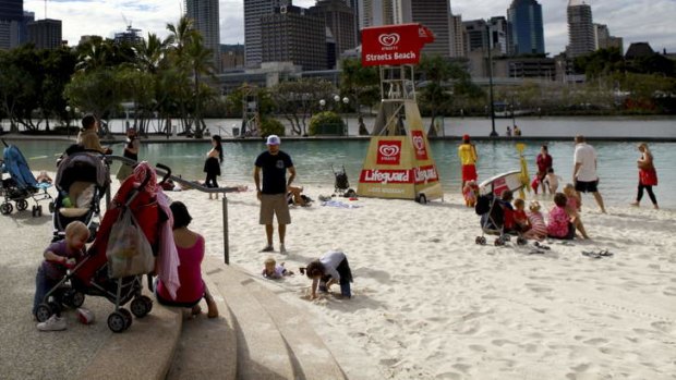 South Bank is a popular place for swimmers on hot days in Brisbane.