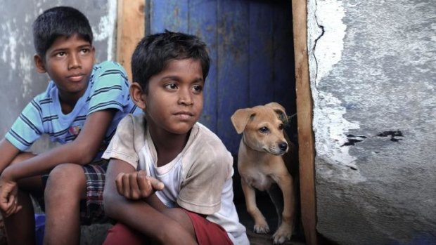 J Vignesh as Periya Kaaka Muttai (left) and V Ramesh as Chinna Kaaka Muttai in <i>The Crow's Egg (Kaakkaa Muttai)</i>.