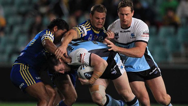 Paul Gallen on the charge for the Sharks.
