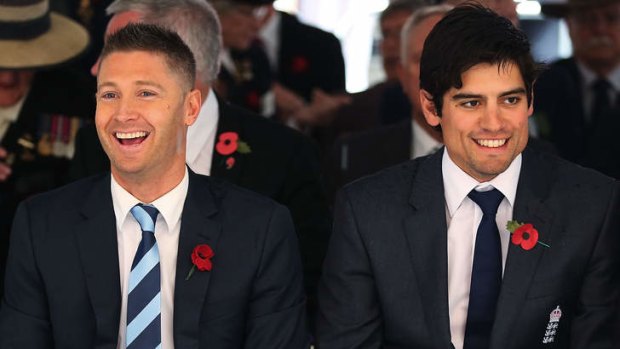 Michael Clarke and Alastair Cook on Monday.