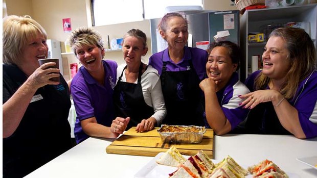 Thriving: Pat Hall, left, with Penny Wilson, Cathy Neale, Carol Morris, Ana Lisa Randall and Liz Duncan at Pepper's Place.