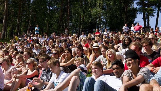 Calm before the storm &#8230; youngsters at the Labour Party youth camp enjoy the sunshine on the island of Utoya. Just 24 hours later 68 people were shot dead there.