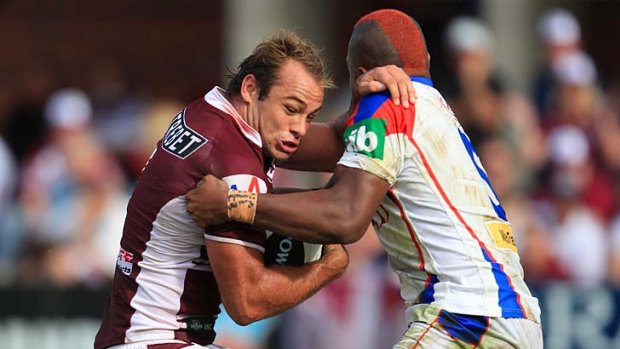 Not right ... Manly's star fullback Brett Stewart will miss tonight's away game against Cronulla as he hasn't fully recovered from a hamstring strain suffered a fortnight ago.