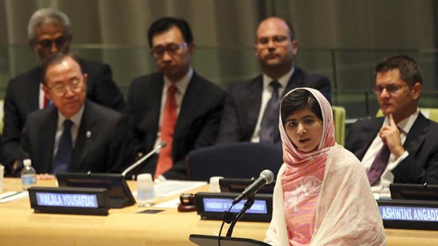 Courageous: Malala Yousafzai at the United Nations in New York.