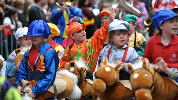 It was hardly a race to stop a nation, but these junior jockeys were crowd favourites at yesterday's Melbourne Cup parade through the city.