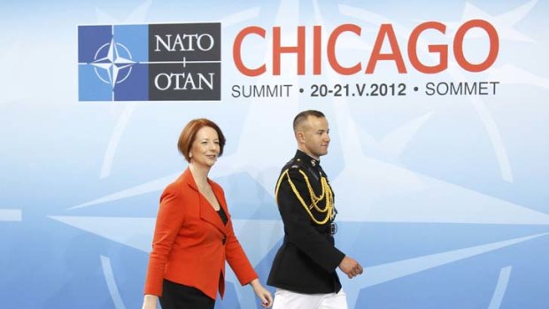 Julia Gillard arrives at the NATO Summit in Chicago.