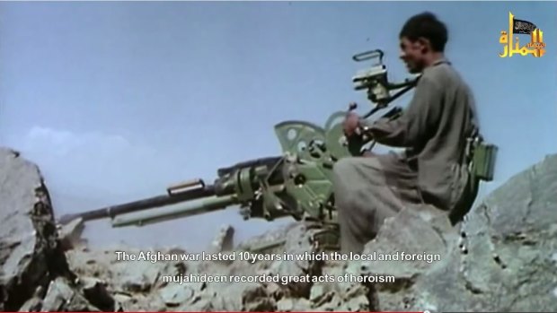 A scene from al-Qaeda propaganda video "Heirs of Glory".