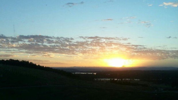 Sunrise at the opening of the National Canberra Arboretum.