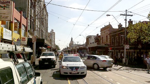 Police block Smith Street in both directions after the explosion.