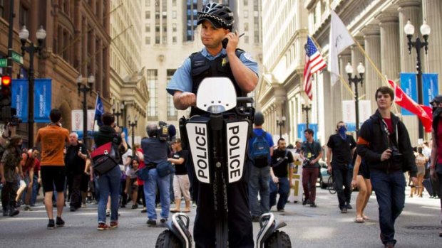 The huge security force includes officers on Segways.