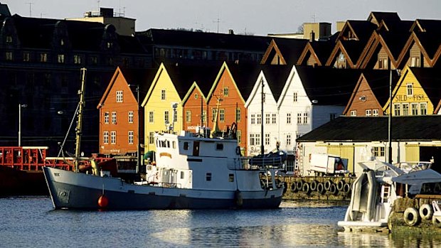 The old fishing district of Vagen in Kristiansund, Norway.