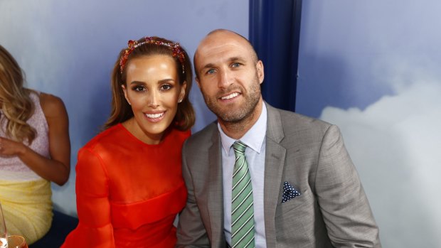 Rebecca and Chris Judd at the Melbourne Cup last year.