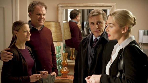 Jodi Foster, John C. Reilly, Cristoph Waltz and Kate Winslet in <i>Carnage</i>.