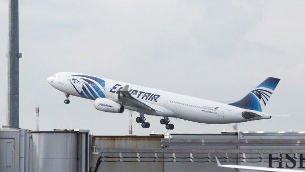 An EgyptAir Airlines passenger jet takes off from Charles de Gaulle airport on Thursday.