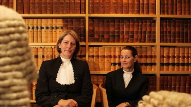 At odds &#8230; senior counsel Jane Needham, left, and fellow barrister Kate Trail in chambers on Phillip Street.