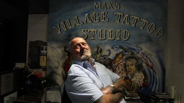 Marksman: Max Chater in his tattoo studio.