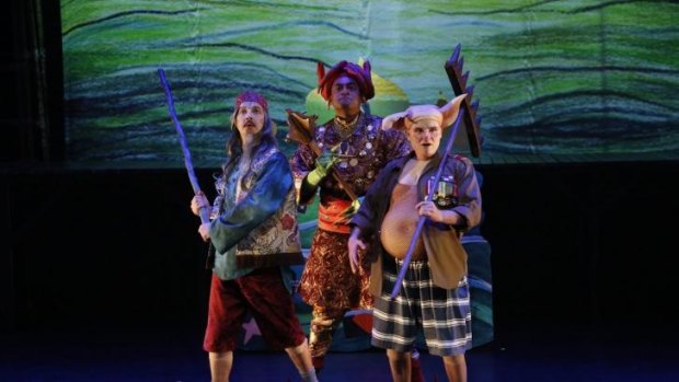 Justin Smith, Anthony Taufa and Darren Gilshenan in <i>Monkey ... Journey to the West</i>.