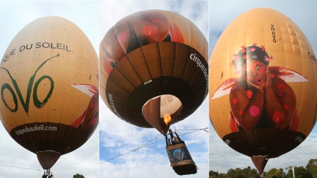 A balloon advertising Cirque du Soleil.